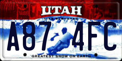 UT license plate A874FC