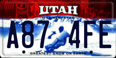 UT license plate A874FE