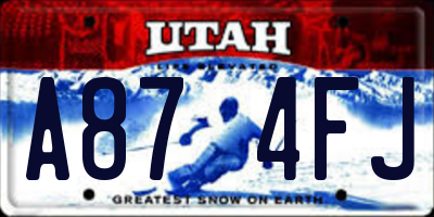 UT license plate A874FJ