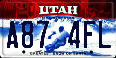 UT license plate A874FL