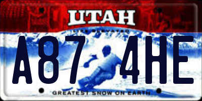 UT license plate A874HE