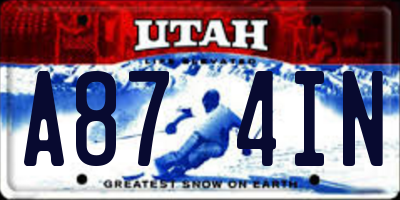 UT license plate A874IN