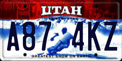 UT license plate A874KZ
