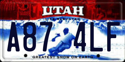 UT license plate A874LF