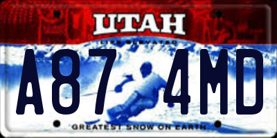 UT license plate A874MD