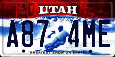UT license plate A874ME