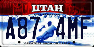 UT license plate A874MF