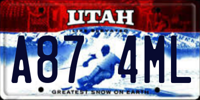 UT license plate A874ML