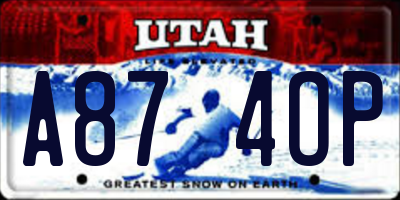 UT license plate A874OP