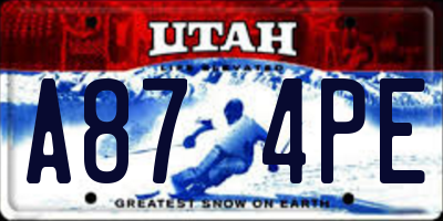 UT license plate A874PE