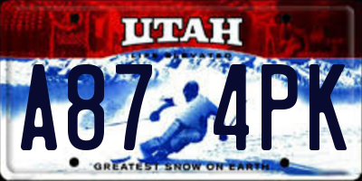 UT license plate A874PK