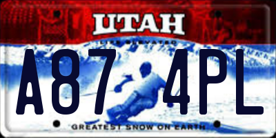 UT license plate A874PL