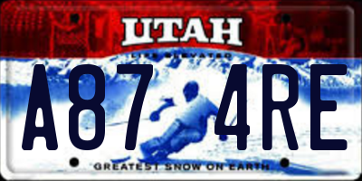 UT license plate A874RE