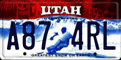 UT license plate A874RL