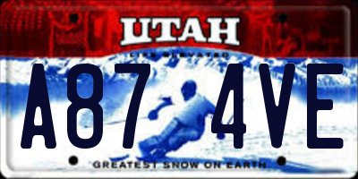 UT license plate A874VE
