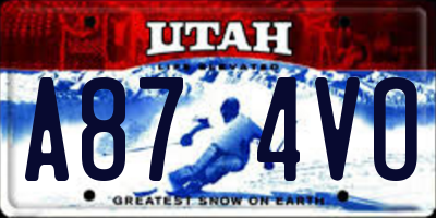 UT license plate A874VO