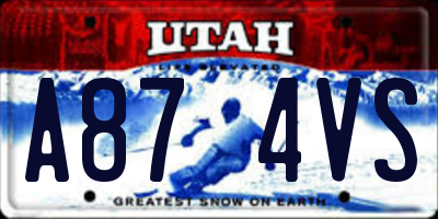 UT license plate A874VS