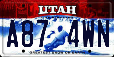 UT license plate A874WN