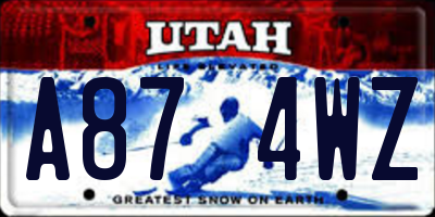 UT license plate A874WZ