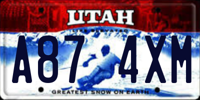 UT license plate A874XM