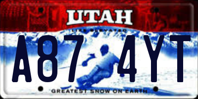 UT license plate A874YT