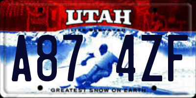 UT license plate A874ZF