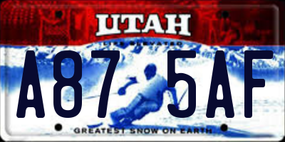 UT license plate A875AF