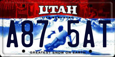 UT license plate A875AT