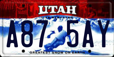 UT license plate A875AY
