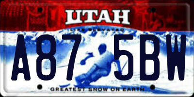 UT license plate A875BW
