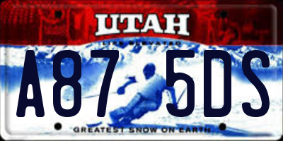 UT license plate A875DS