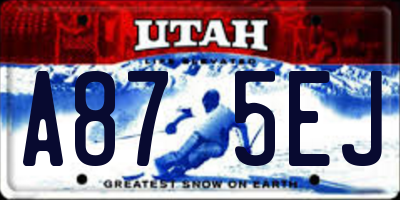 UT license plate A875EJ