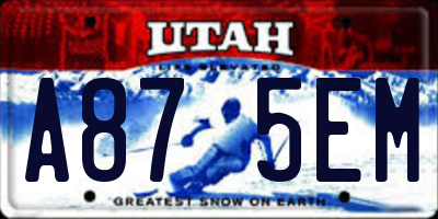 UT license plate A875EM