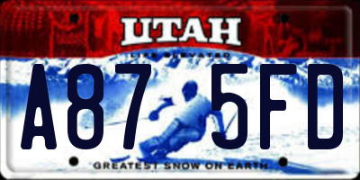 UT license plate A875FD