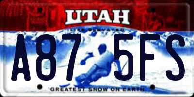 UT license plate A875FS