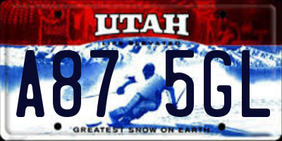 UT license plate A875GL