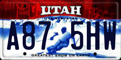 UT license plate A875HW