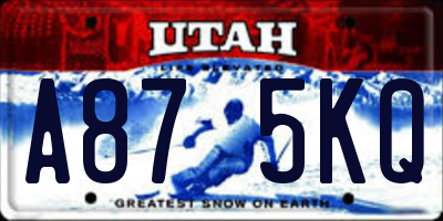UT license plate A875KQ