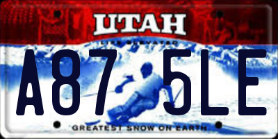 UT license plate A875LE
