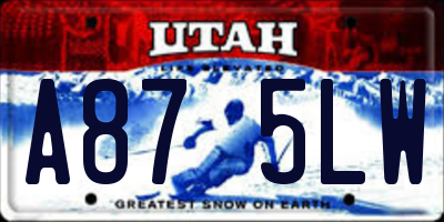 UT license plate A875LW