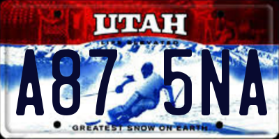 UT license plate A875NA