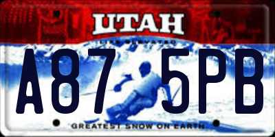 UT license plate A875PB