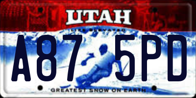 UT license plate A875PD