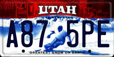UT license plate A875PE