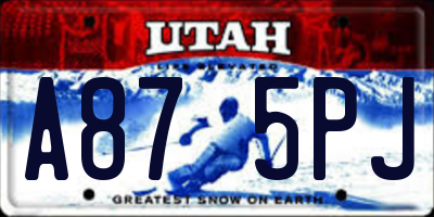 UT license plate A875PJ