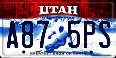 UT license plate A875PS