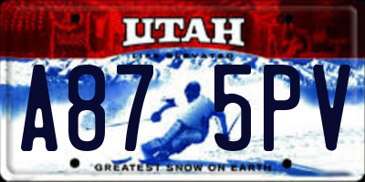 UT license plate A875PV