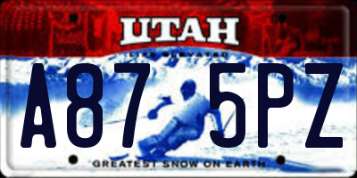 UT license plate A875PZ