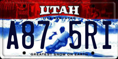 UT license plate A875RI