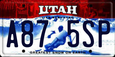 UT license plate A875SP